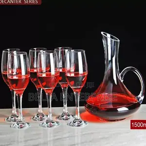 7pcs Plain Colour Wine Decanter Set With 6 Wine Glasses
