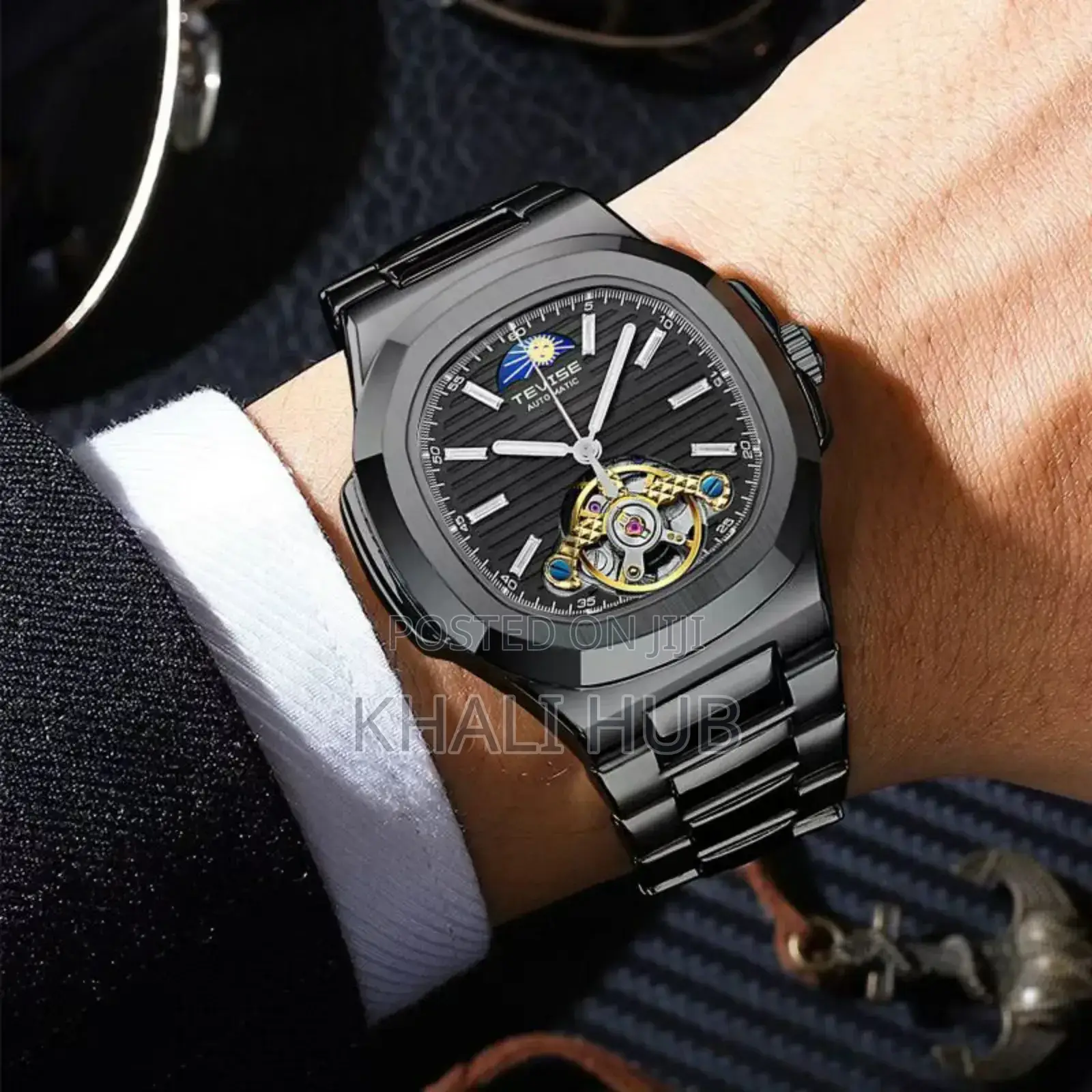 Tevise Automatic Watch Tevise Black Automatic Watch Ith Moonphse