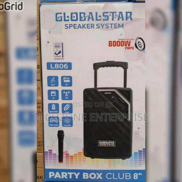 Globalstar Portable Club 8 Inches Trolley Portable Speaker 8000w