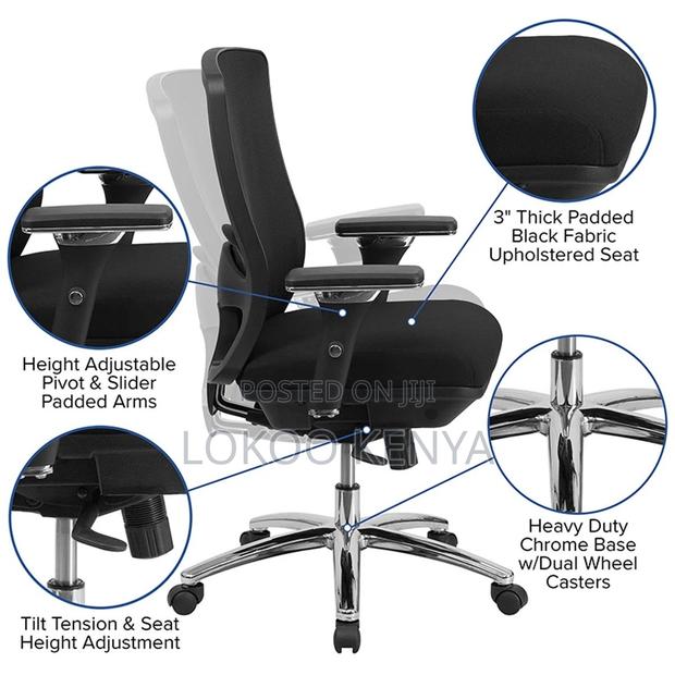 Office Chair : Black Rolling Mid-Back Office Chair - thumbnail 3