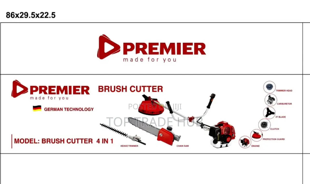 Premier 4in1 Brush Cutter 4 Stroke Hedge Trimmer/Chain Saw/Trimmer
