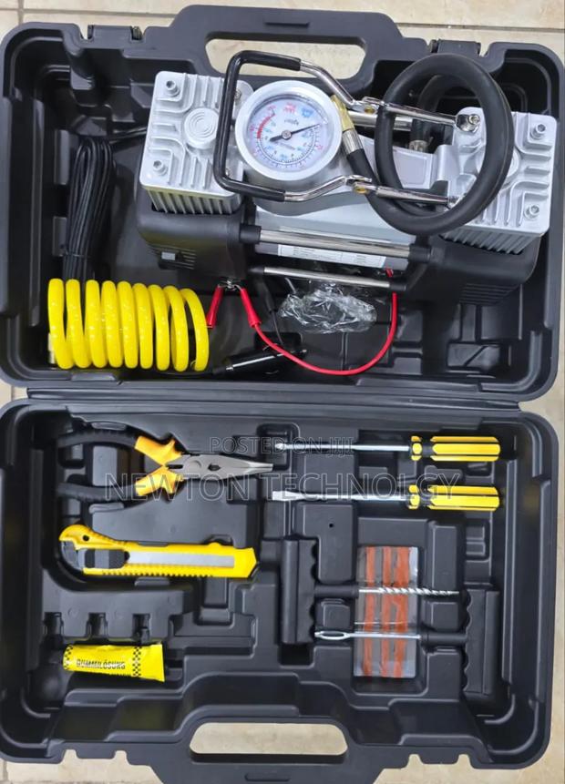 Portable Double Cylinder Air Compresser Pump With Tool Kit - main view