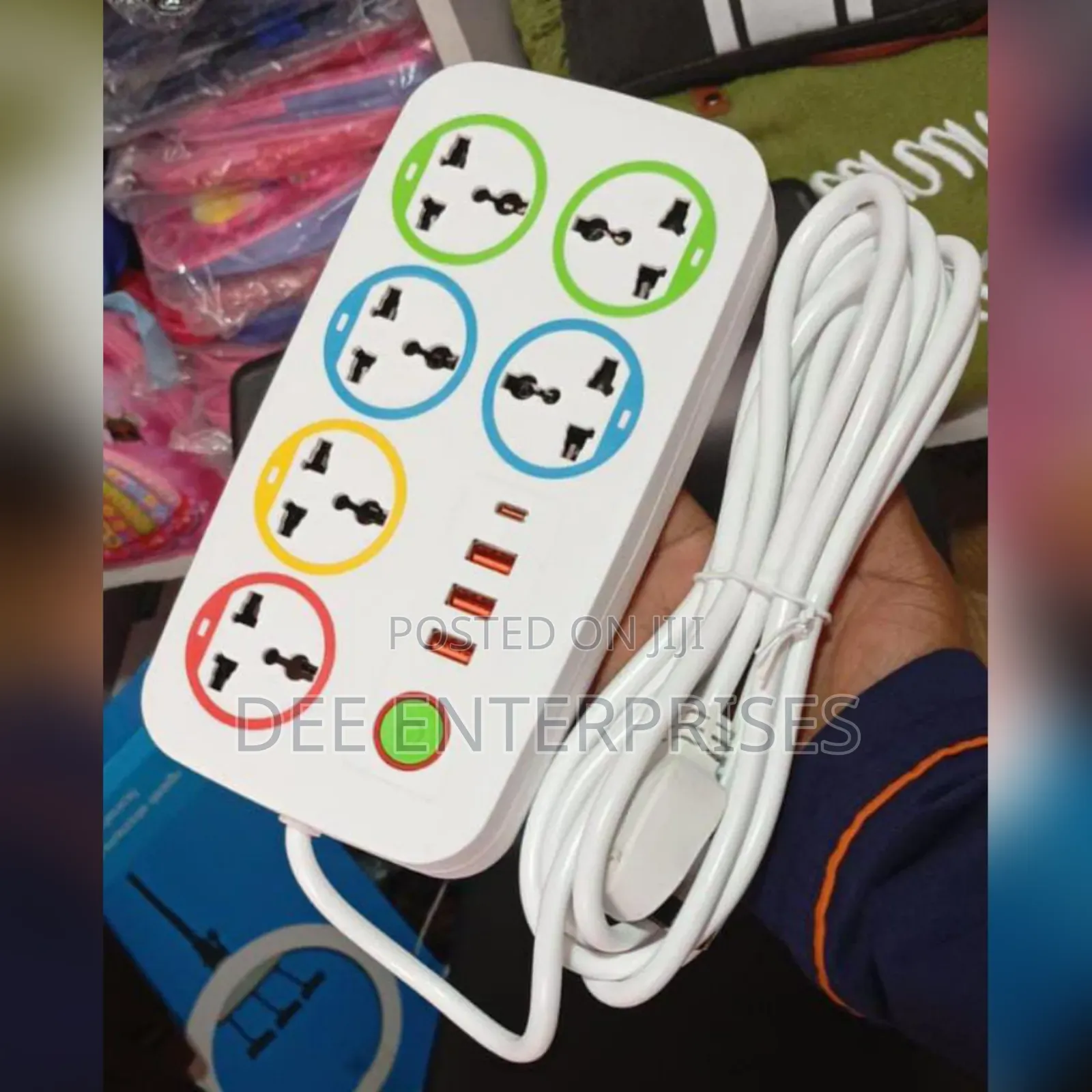 Power Socket Extension Cable With 6 Socket 4 Usb Charging Port