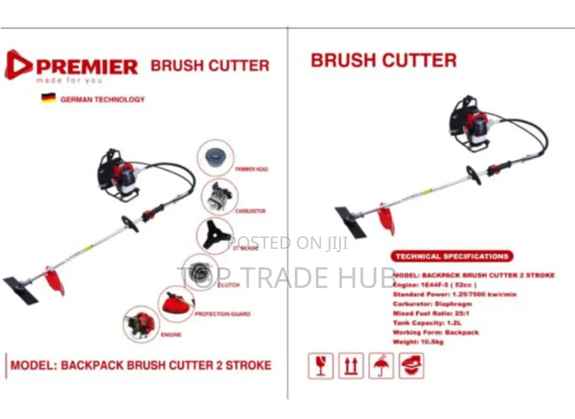 Premier Backpack Brush Cutter 2 Stroke 52cc Engine