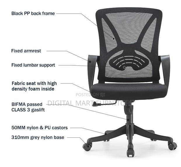 Office Chair: Armrest Black Office Chair - thumbnail 4