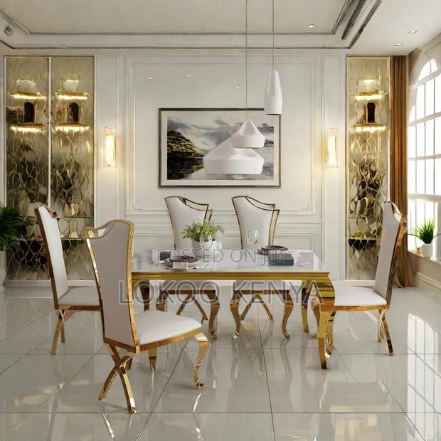 Dining Set : 6-Seater Golden Leg Modern Dining Set - main view