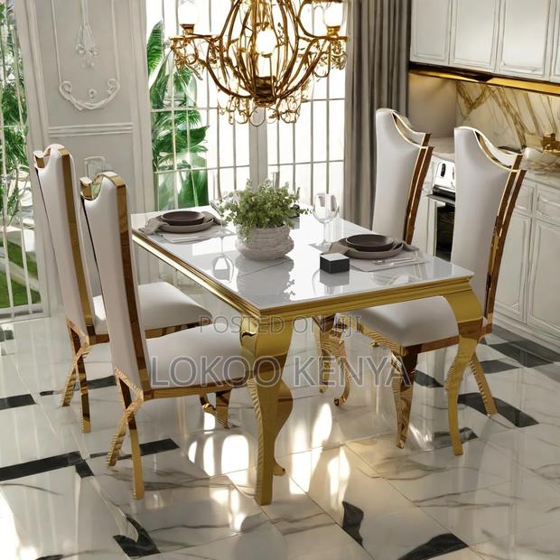 Dining Set : 6-Seater Golden Leg Modern Dining Set - thumbnail 2