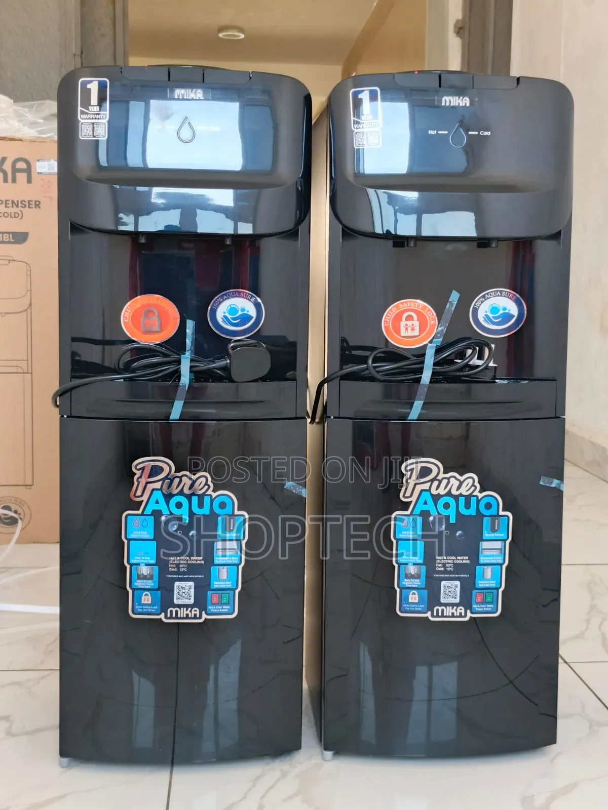 Black Mika Free Standing Hot And Cold Water Dispenser