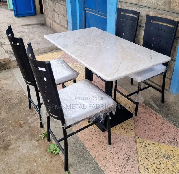Marble Look Dining Set With 4 Chairs. - thumbnail 3