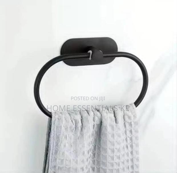 Self Adhesive Towel Ring Towel Holder* Black Silver - thumbnail 3