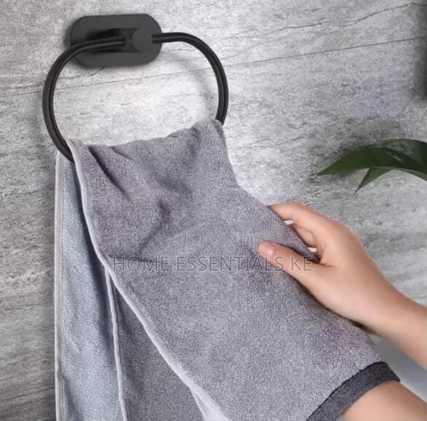 Self Adhesive Towel Ring Towel Holder* Black Silver - thumbnail 4