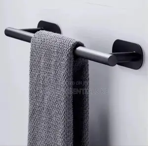 *Self-Adhesive Towel Bar*Black Silver.
