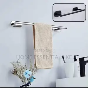 *Self-Adhesive Towel Bar*Black Silver.