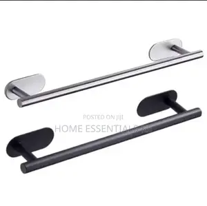 *Self-Adhesive Towel Bar*Black Silver.