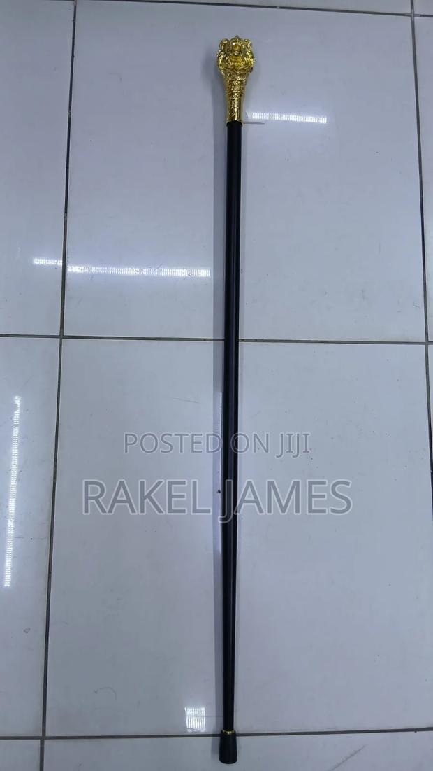 Gold Lion Head Walking Stick - main view