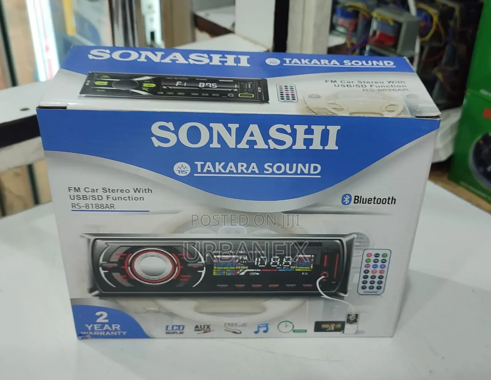 Sonashi Bluetooth Car Radio With Fm, Usb, Aux With Cables and Remote