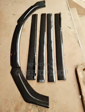 Gloss Plain Black Front Lip and Side Skirt Combo Body Kit