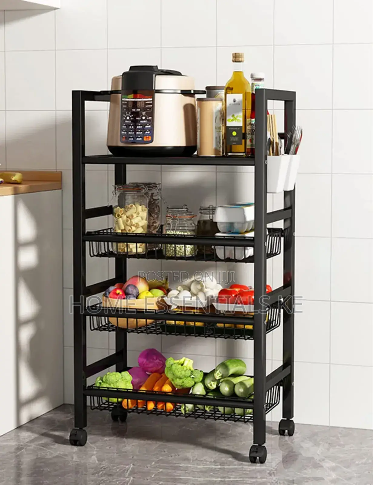 Multi-Layer Metallic Kitchen Storage Rack
