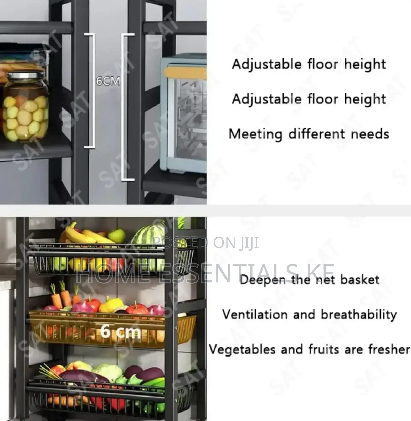 Multi-Layer Metallic Kitchen Storage Rack