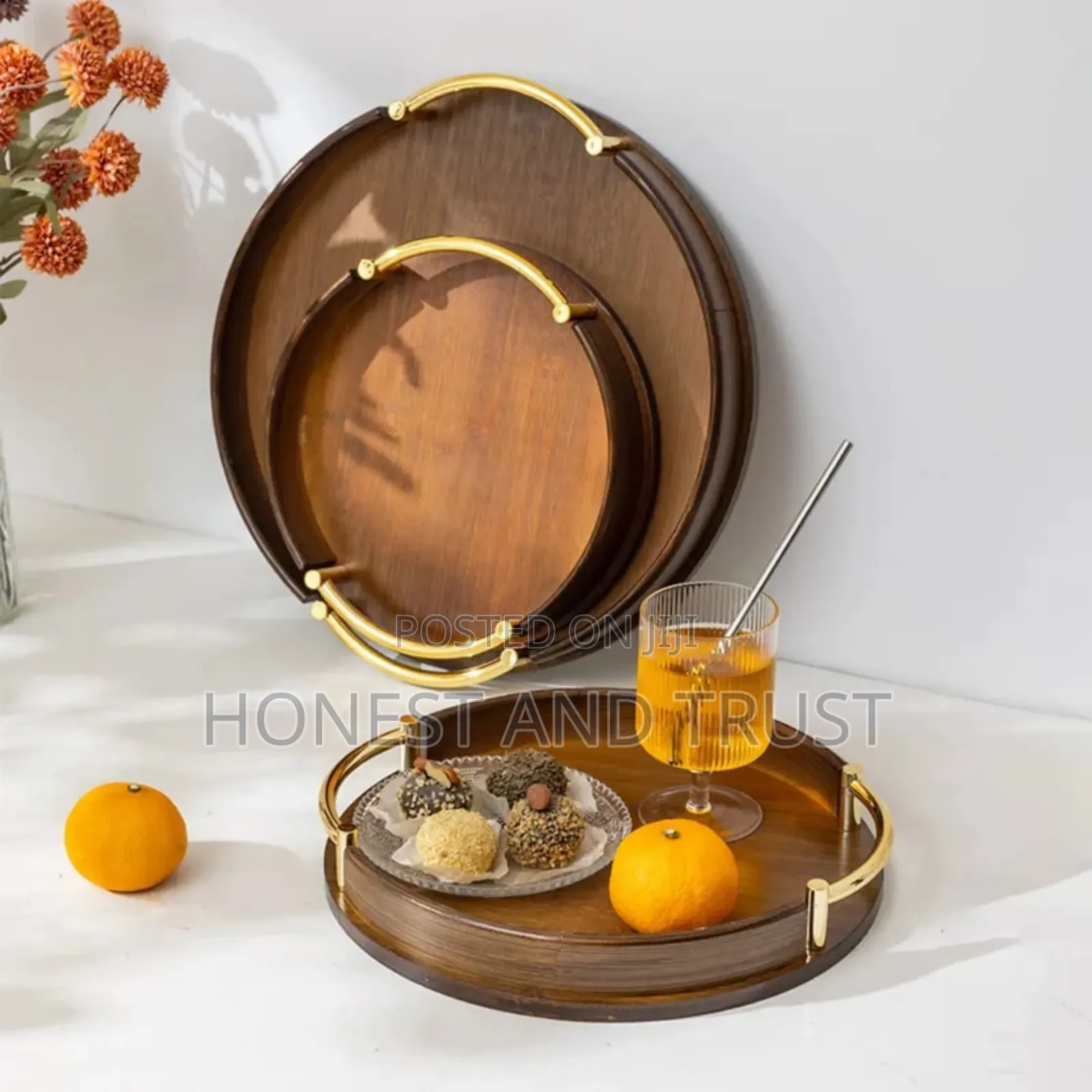 3 Pieces Bamboo Seving Trays