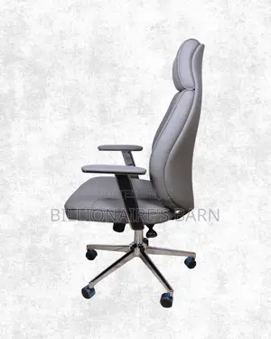 Heavy-Duty Grey Executive Leather Office Chair | Tilt Lock Mechanism