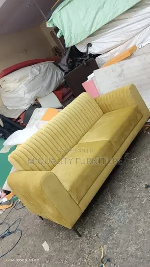 Yellow 3 Seater Contemporary Fabric Sofa