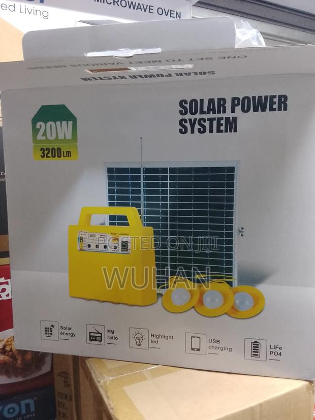 20 Watts Solar Home Lighting Kit,3 Bulbs,18ah Lithium Battery - main view