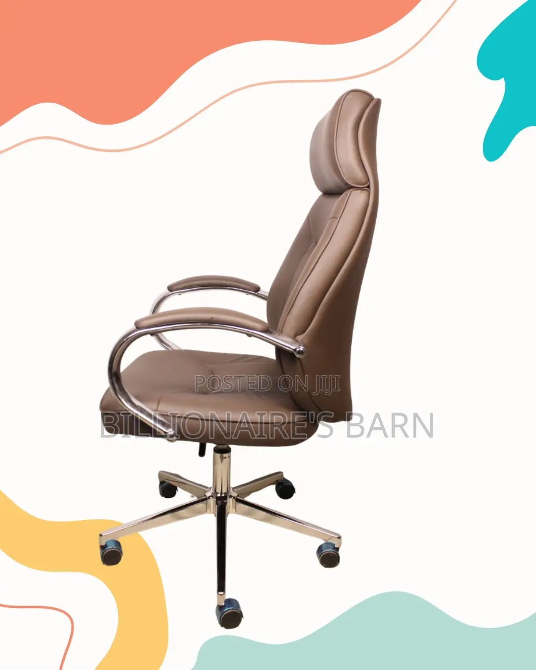 Brown Executive Leather Office Chair (Adjustable) — Moving Fast