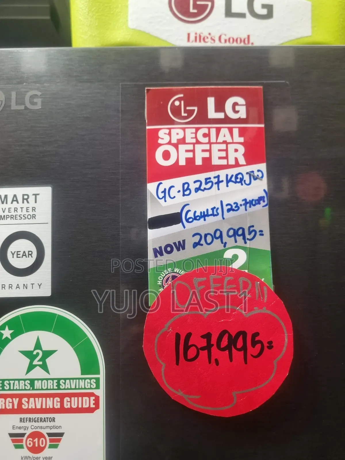 Lg 664l Side by Side Fridge Gc-B257kqjw