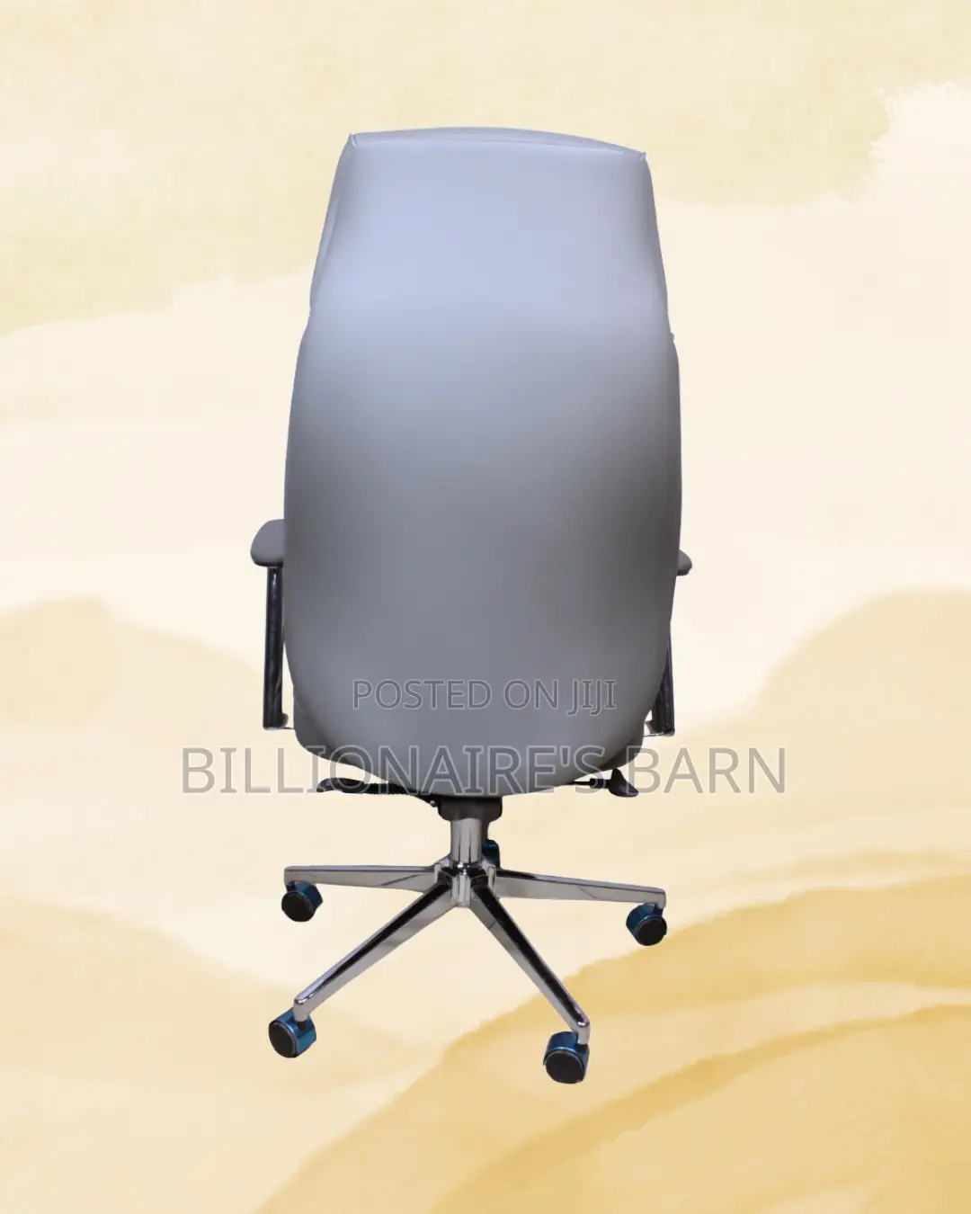 Grey Executive Leather Office Chair | Premium Padded Armrests