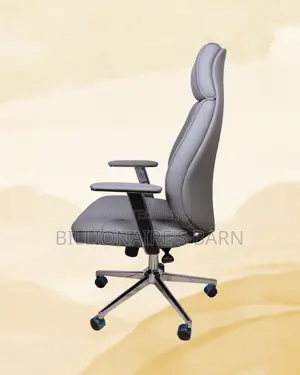 Grey Executive Leather Office Chair | Premium Padded Armrests
