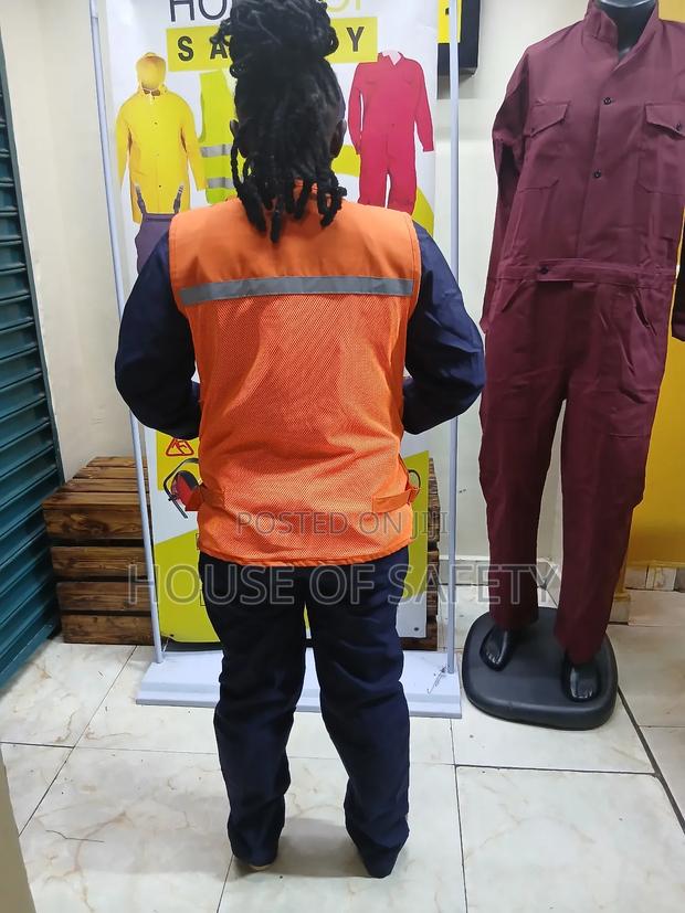 Navy Blue Plain Overall With Orange Reflectors - thumbnail 2