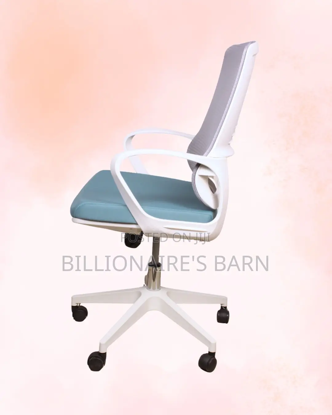 Modern White Ergonomic Mesh Office Chair | Padded Armrests