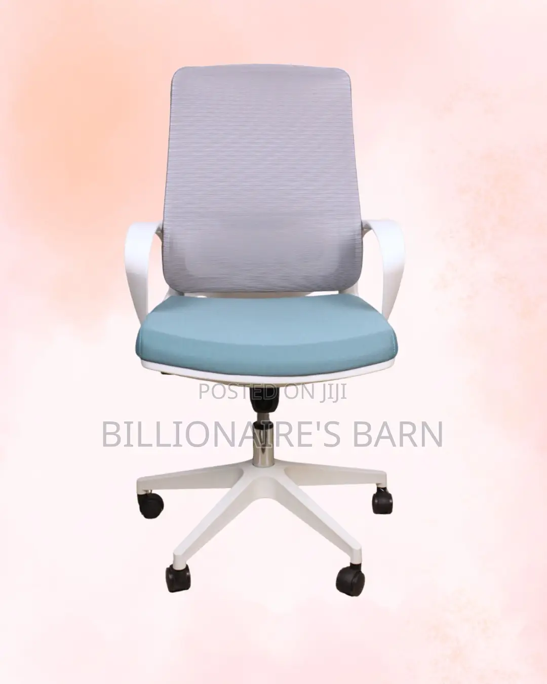 Modern White Ergonomic Mesh Office Chair | Padded Armrests