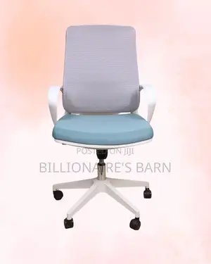 Modern White Ergonomic Mesh Office Chair | Padded Armrests