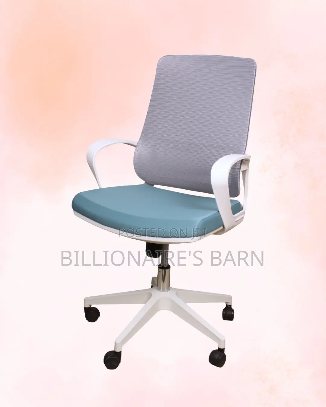 Modern White Ergonomic Mesh Office Chair | Padded Armrests