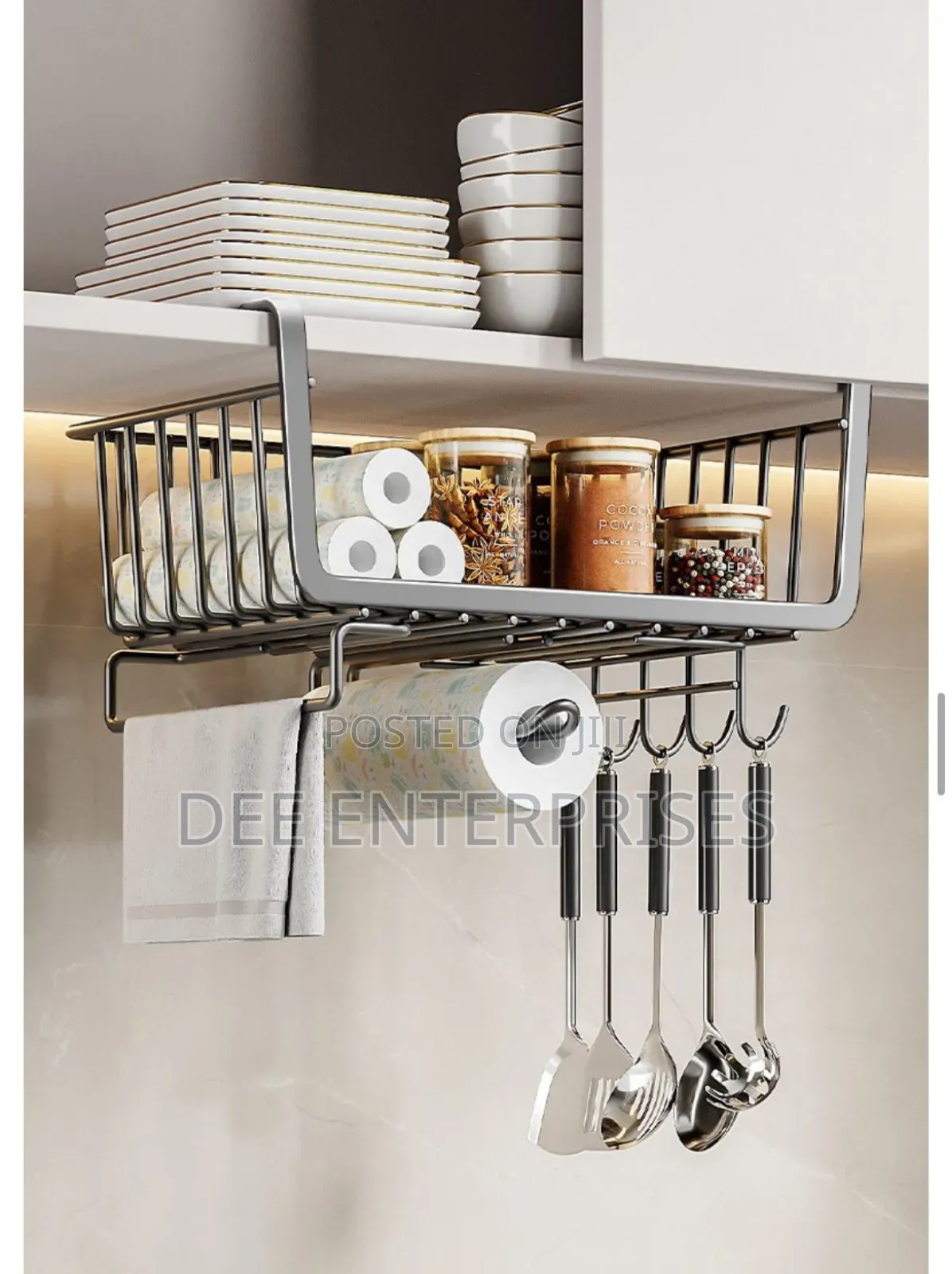 4 in 1 Metallic Under Shelf Rack With Hooks