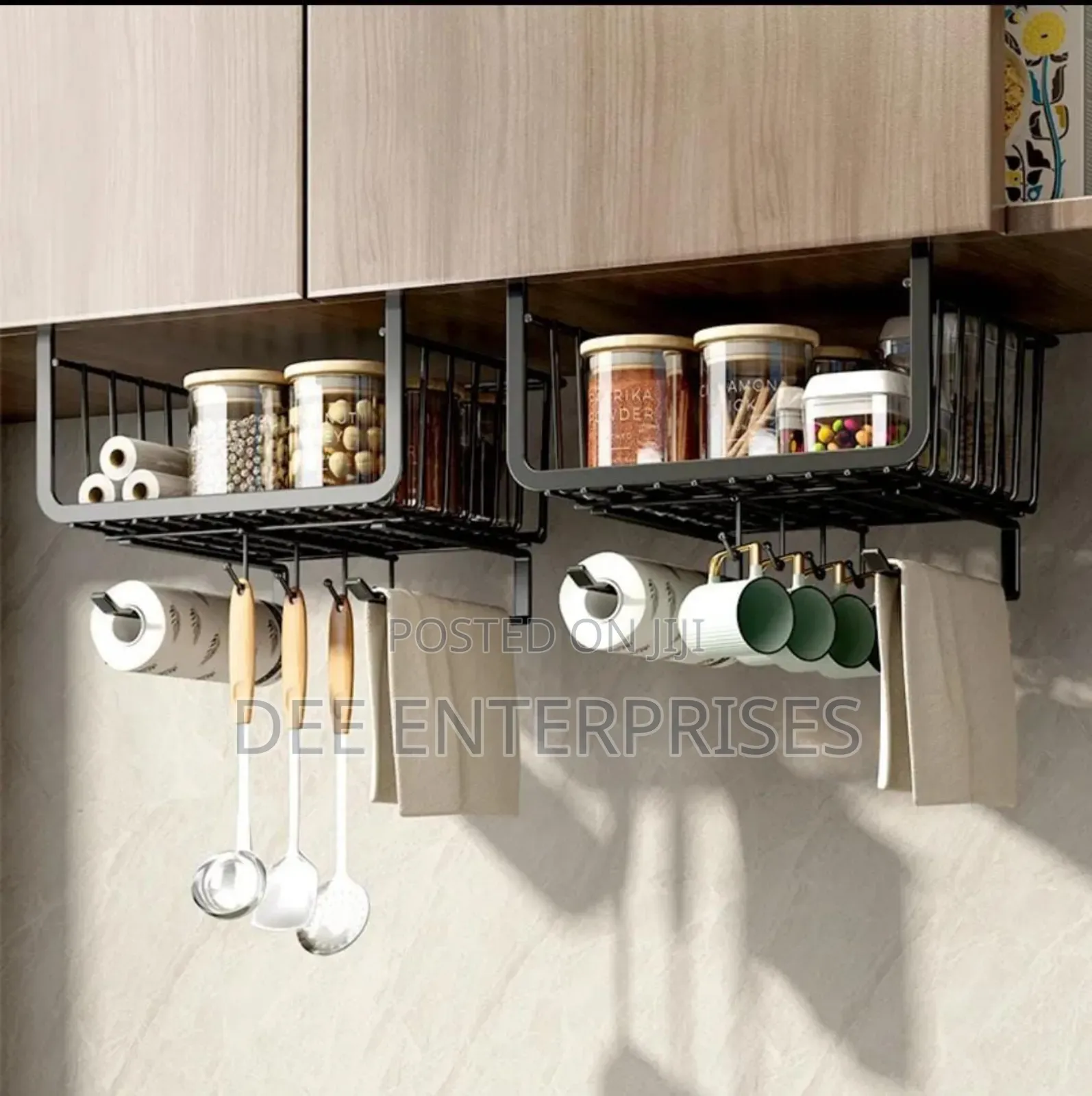 4 in 1 Metallic Under Shelf Rack With Hooks