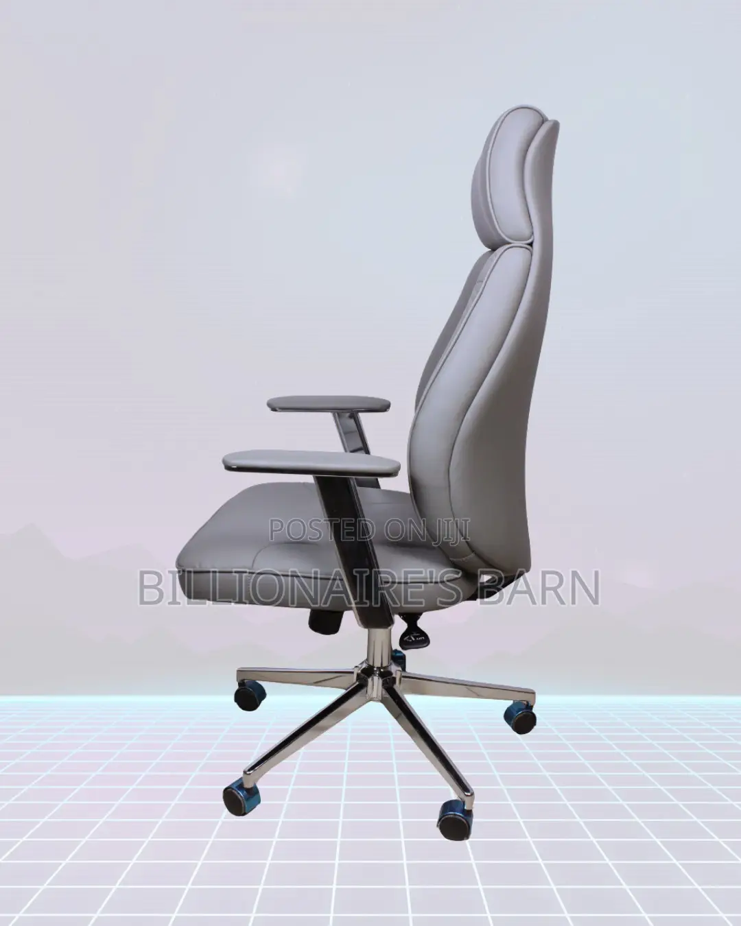Grey Executive Leather Office Chair | Supportive Nylon Castors
