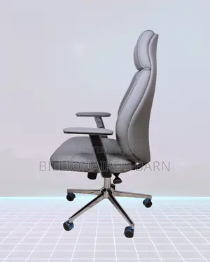 Grey Executive Leather Office Chair | Supportive Nylon Castors