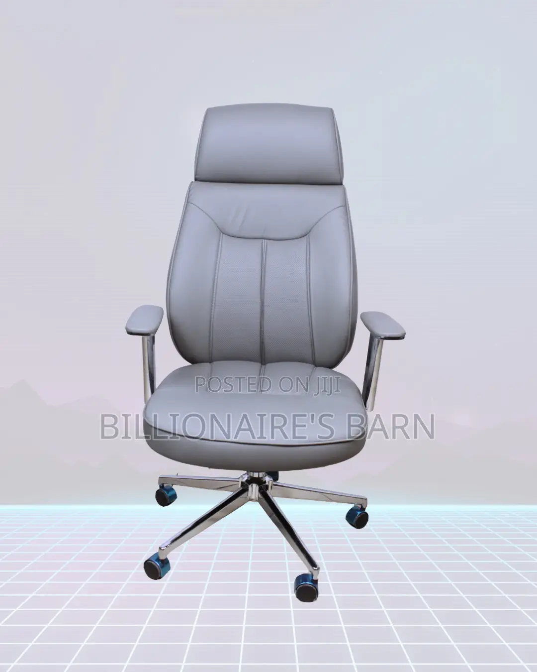 Grey Executive Leather Office Chair | Supportive Nylon Castors