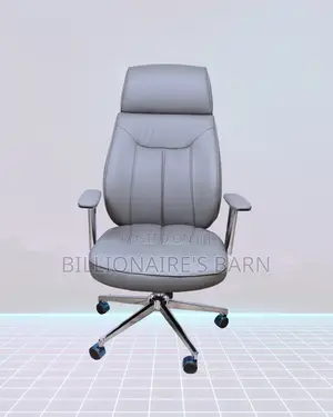 Grey Executive Leather Office Chair | Supportive Nylon Castors