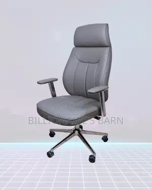 Grey Executive Leather Office Chair | Supportive Nylon Castors