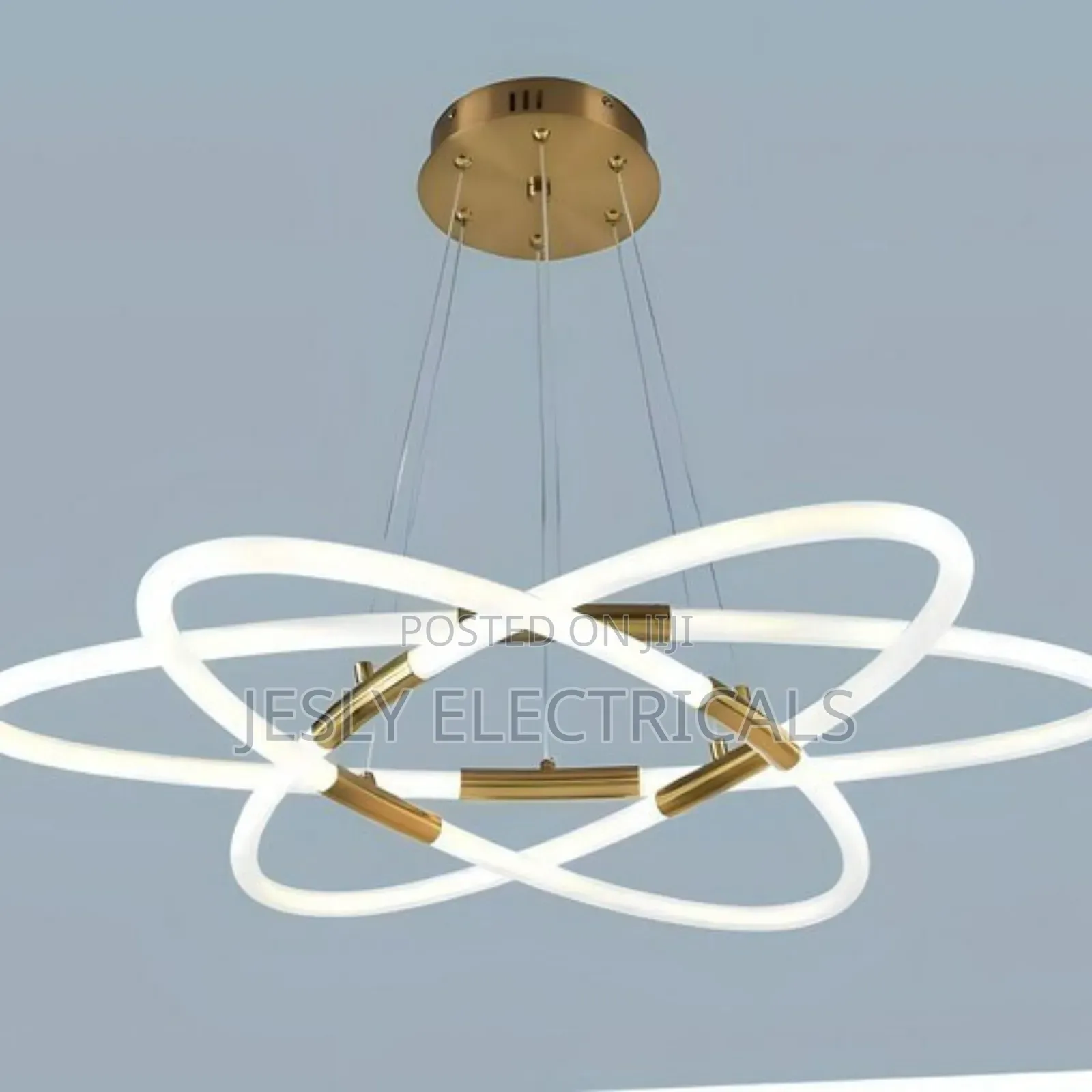 White Gold Chandelier, Modern Pendant