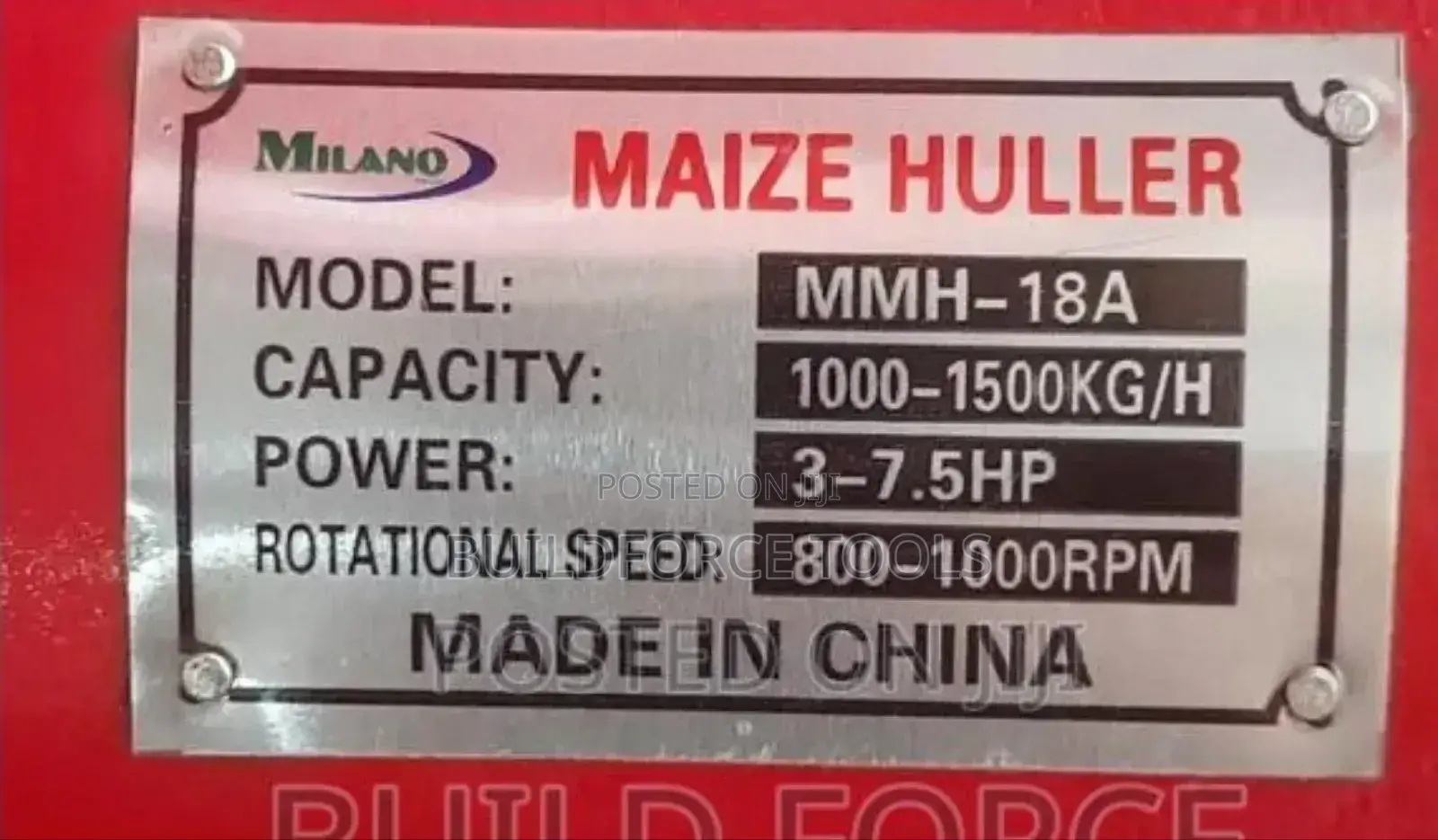 MMH-18a Milano Italia Maize Huller Without Motor