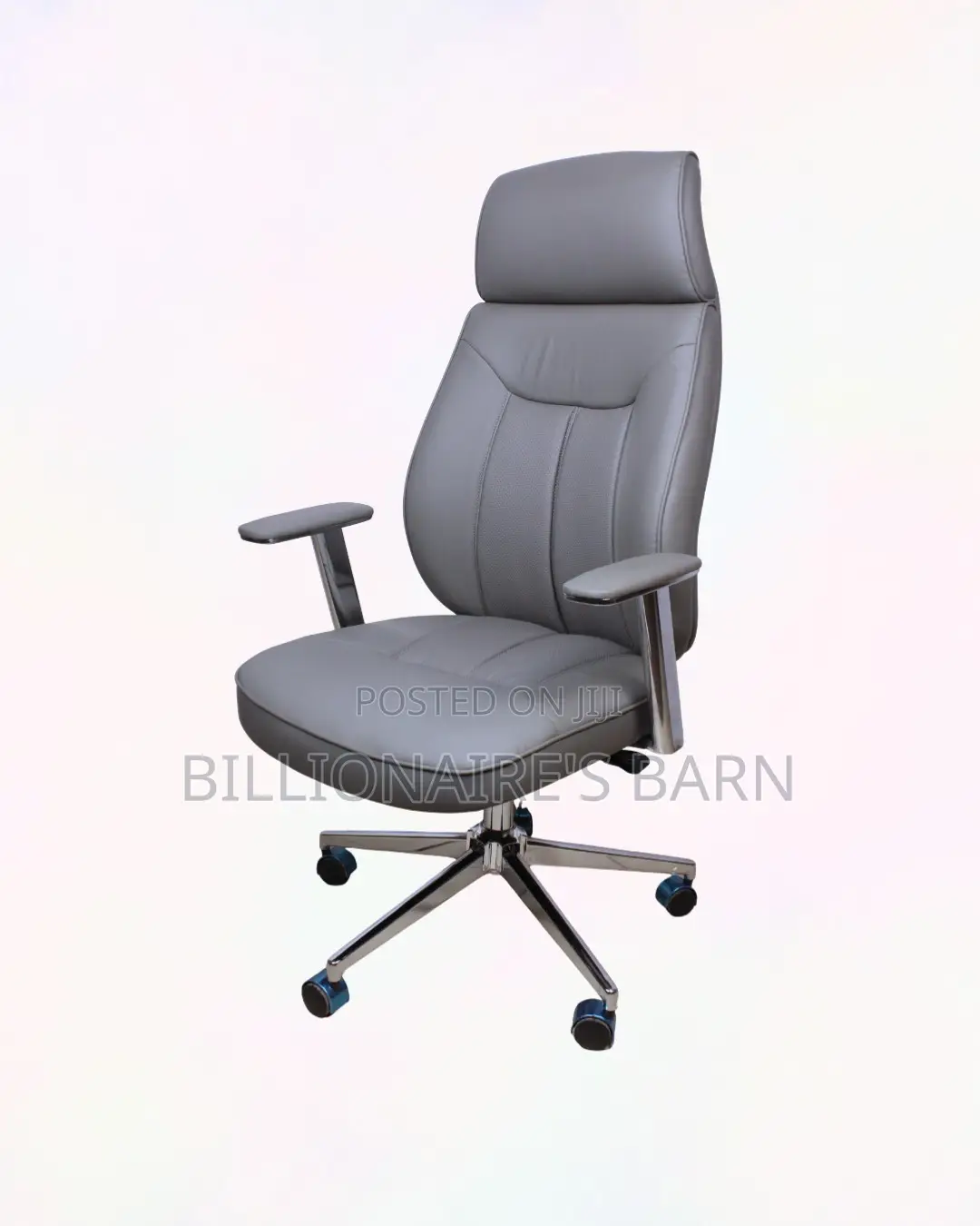 Grey Executive Leather Office Chair | Best-Seller Mesh Backrest