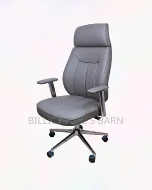 Grey Executive Leather Office Chair | Best-Seller Mesh Backrest