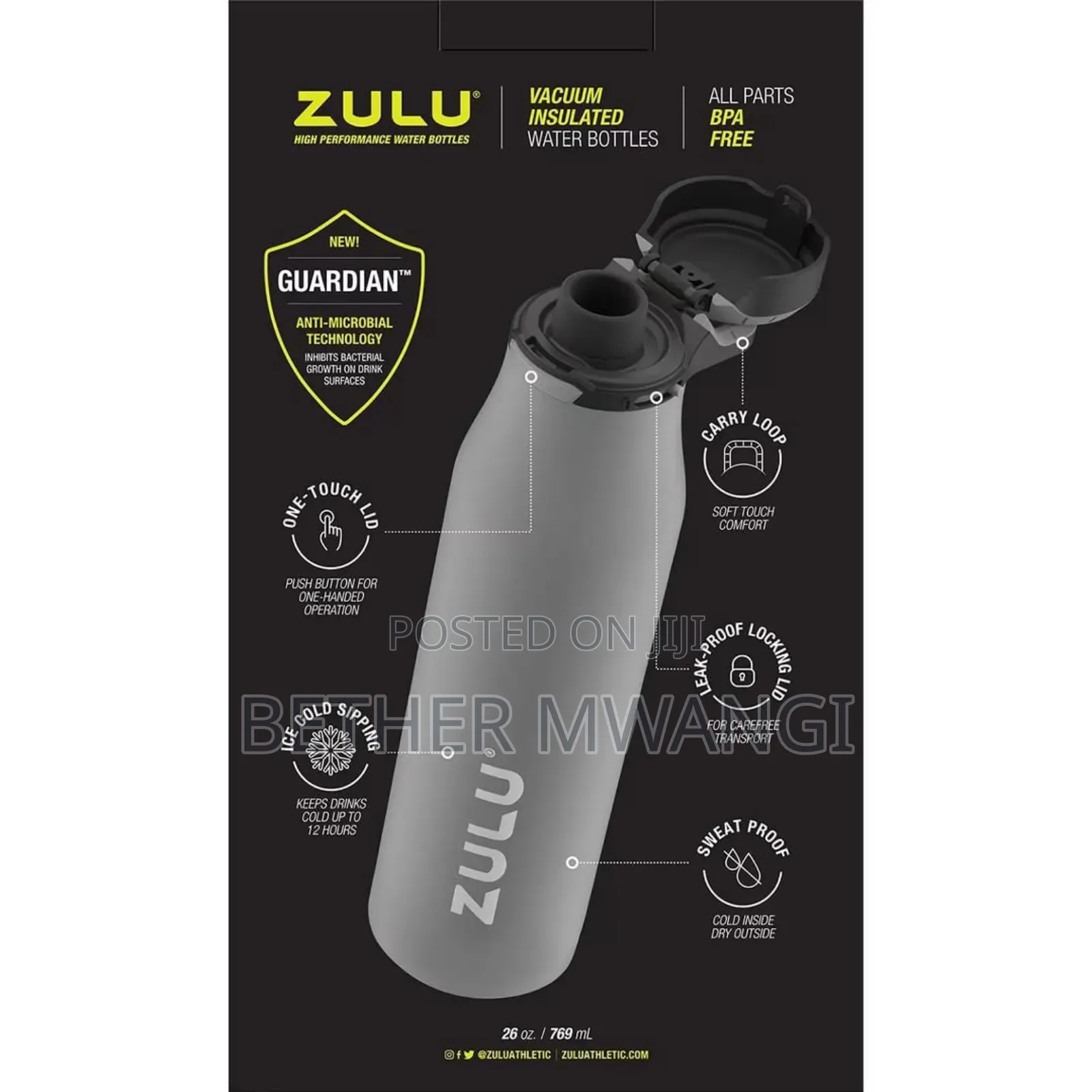 Zulu Insulated Stainless Steel Water Bottle in Kenya