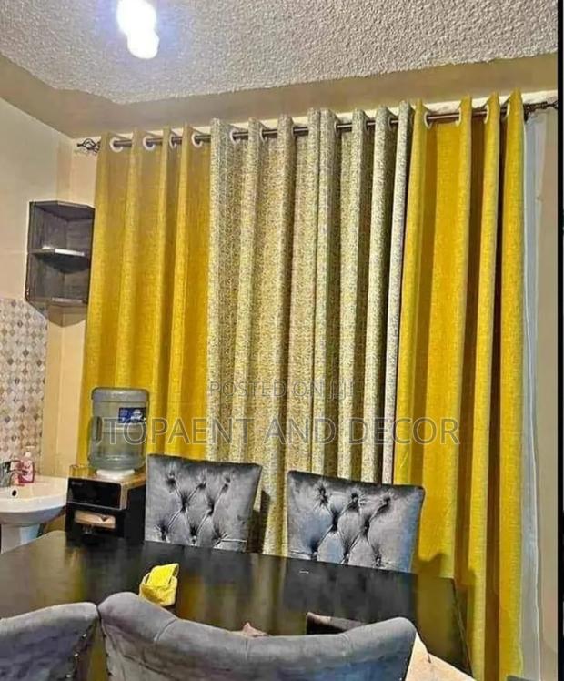Beautiful Dining Area Yellow Curtains for Living Room Decor