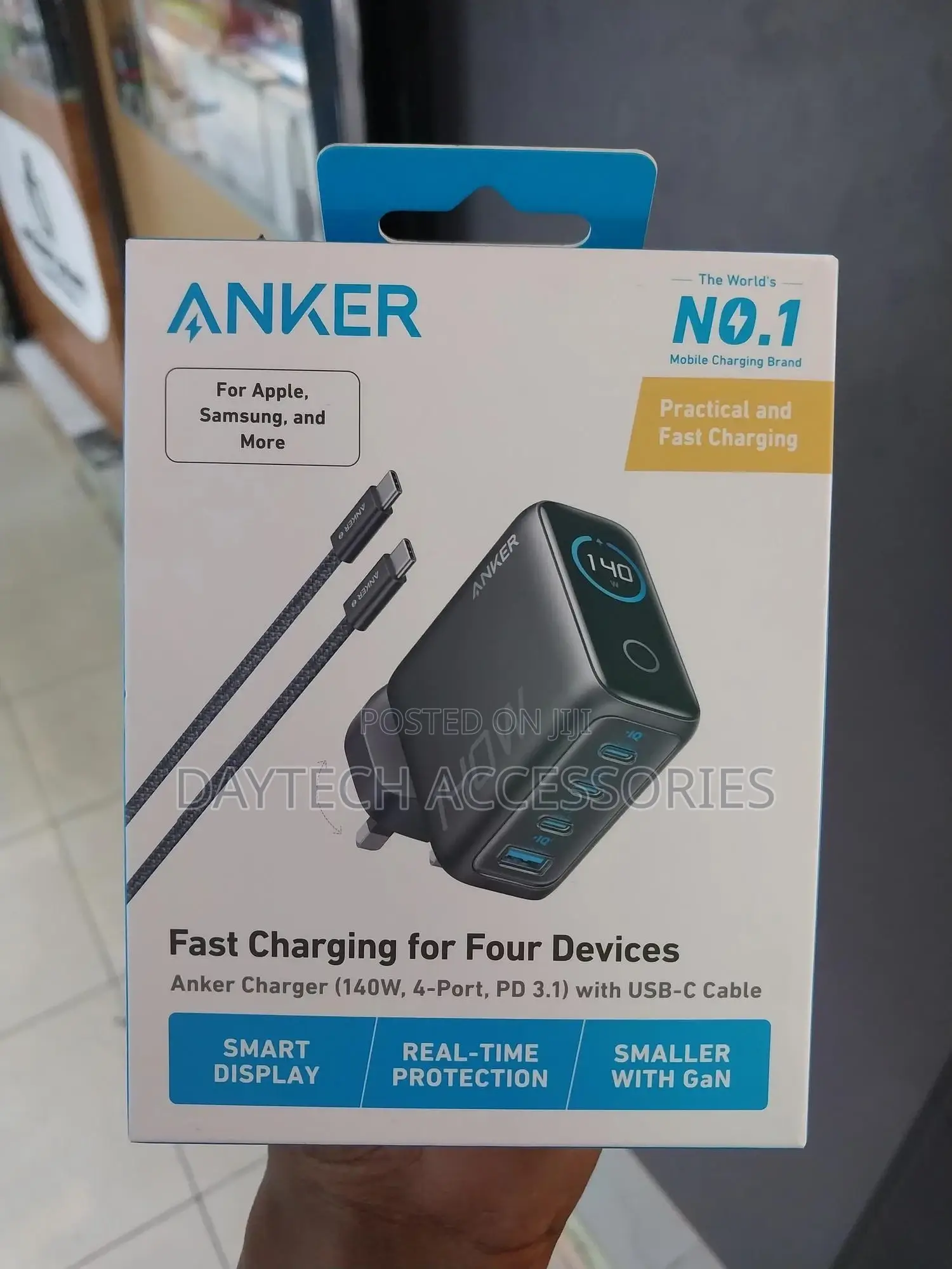 Anker 140w 4-Port Fast Charger (Pd 3.1) With Usb-C Cable.
